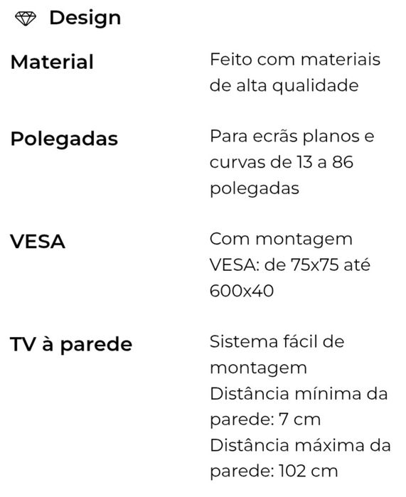 Suporte TV Full Motion 13" - 86" Nedis (como novo)