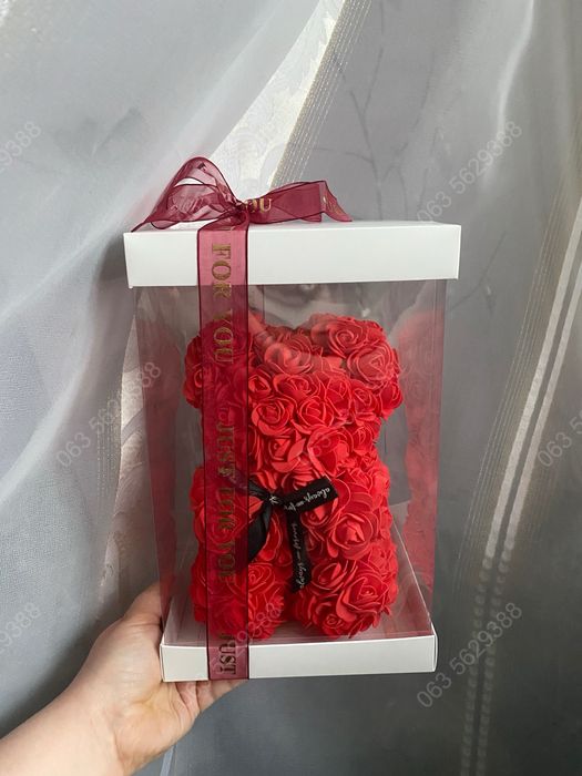 Медведик з троянд, мишка из роз,подарунок на 8 березня, свято весни