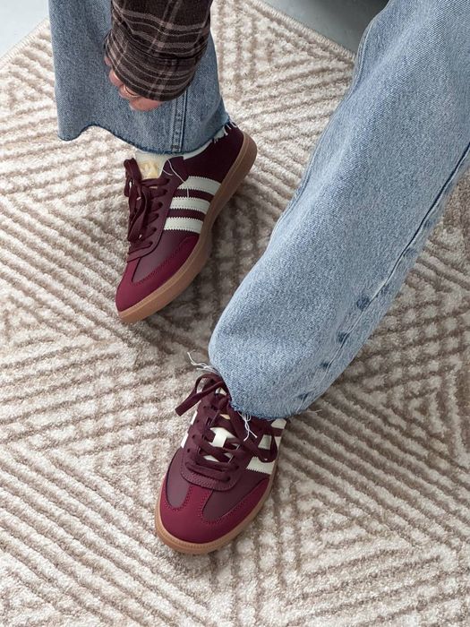 Adidas Samba OG Maroon жіночі кросівки адідас самба бордові шкіряні