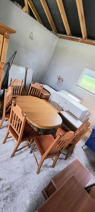 Stół drewniany rozkładany 6x krzesło drewniane stylowe