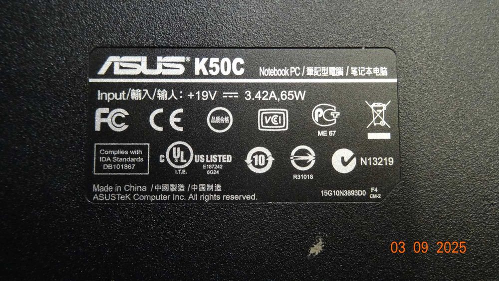 ноутбук ASUS K50C на запчастини