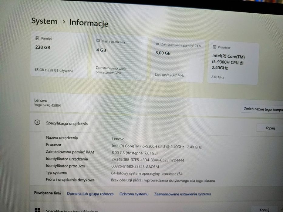 Lenovo Yoga S740 15 GTX 1650 + adapter zamiana steam deck