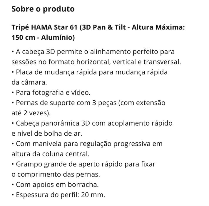 Tripé HAMA Star 61 (3D Pan & Tilt - Altura Máxima: 150 cm - Alumínio)