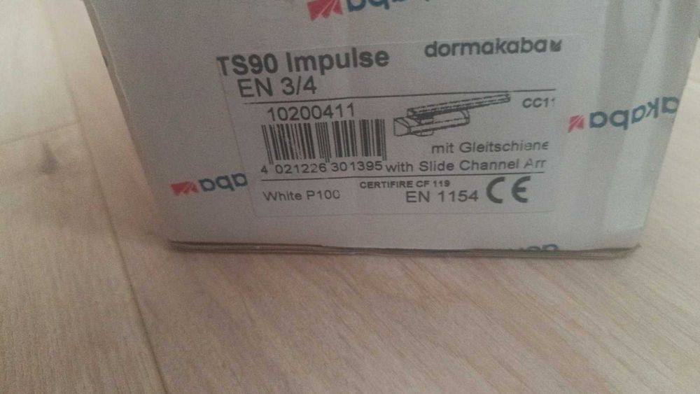 Дверний доводчик DORMA TS90 Impulse EN3/4 з ковзною шиною Білий (10200411)
