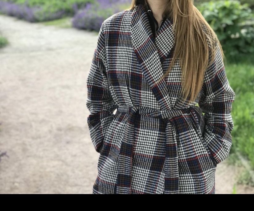 Пальто халат клетка