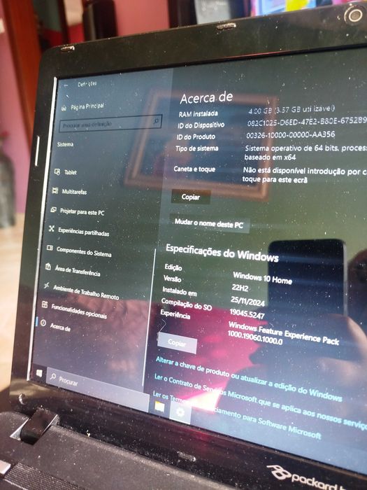 Portátil Packard Bell