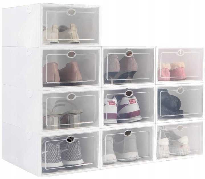 Organizer na buty pudełka modułowe zestaw 10 sztuk białe mocne szafka