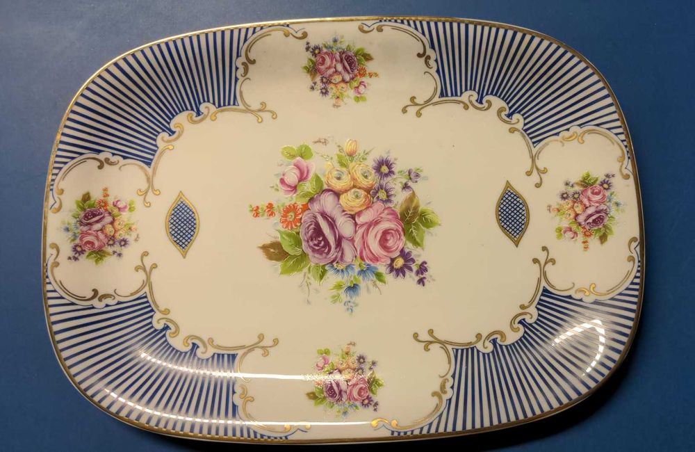 Prato de Bolo e Travessa em porcelana Limoges pintada à mão e assinada