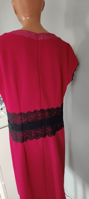 44 XXL xl 42 dana sukienka fuksja z koronką elegancka wizytowa wyjścio