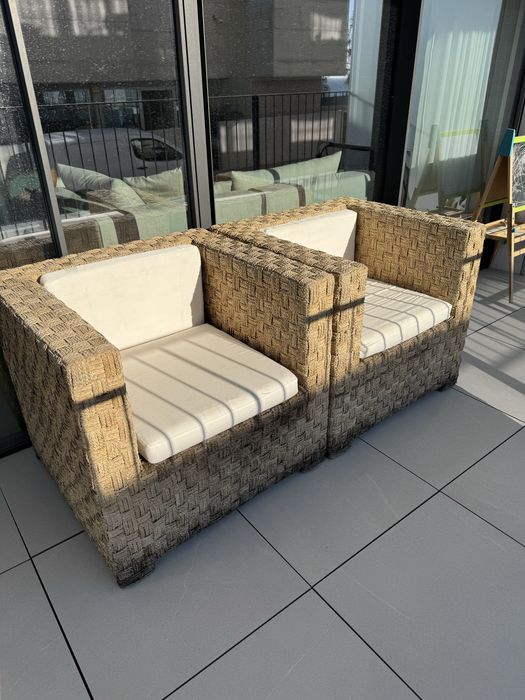 Sofás de exterior Rafia e almofadas