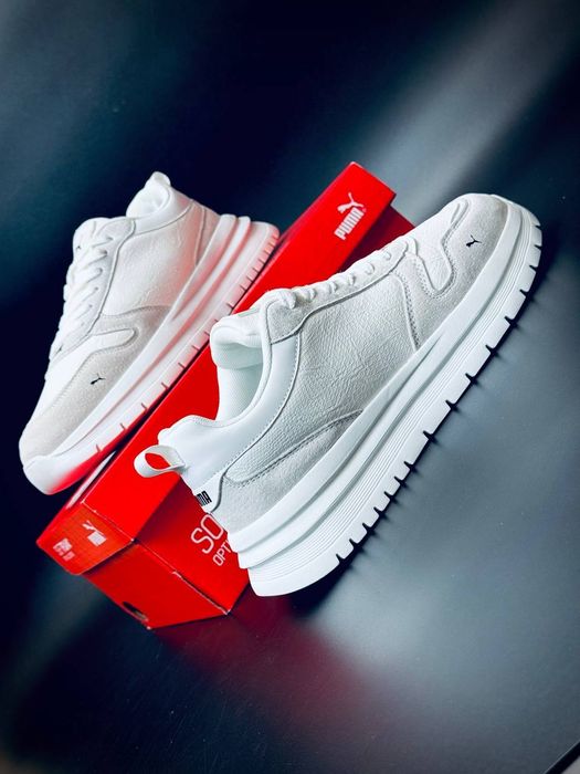 Puma шкіряні чоловічі кросівки білі для повсякденного носіння