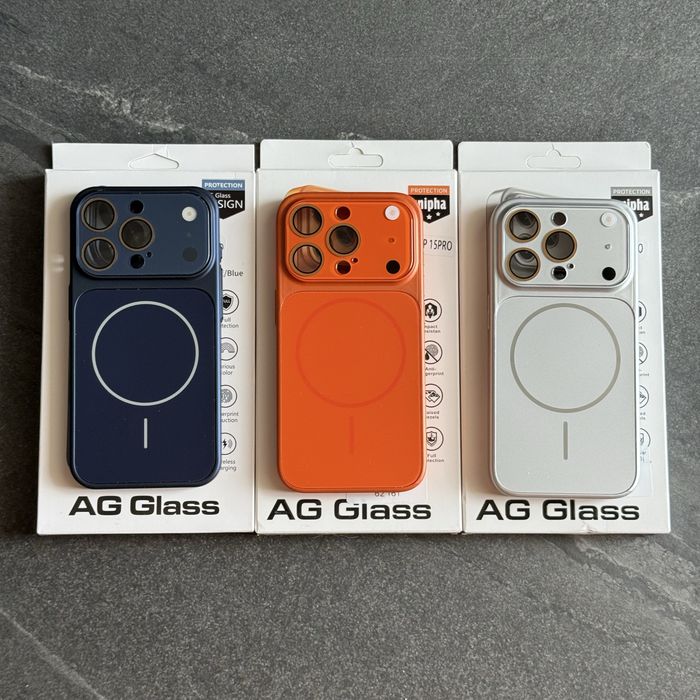 Чохол iPhone 15 Pro  імітаці айфон 17 Ag Glass Matte MagSafe з захистом камер. Чохол айфон 15 про магсейф Матовий
