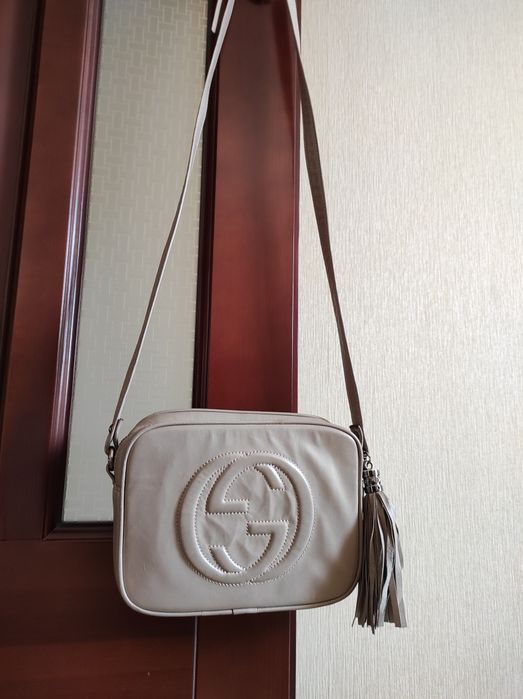 Сумка шкіряна бежева