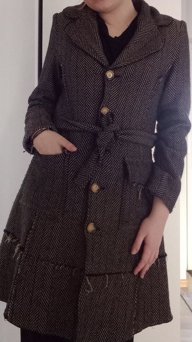 płaszcz oryginalny retro brązowy vintage lekki