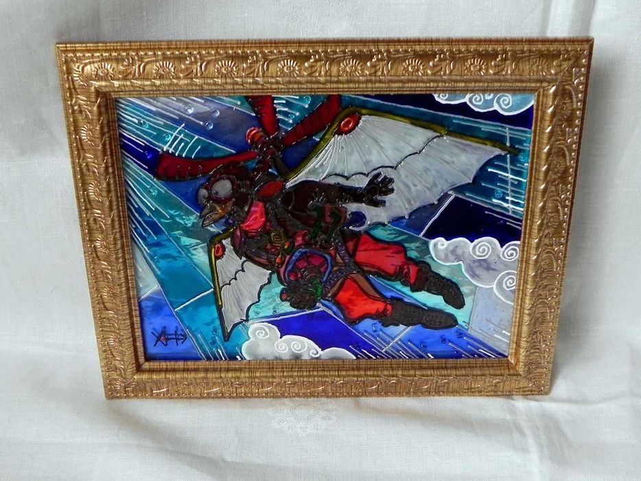 Витражная картина "Авиатор-Икар"