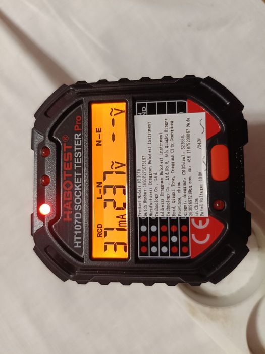 Тестер розеток Habotest HT107D Pro цифровий 300V RCD