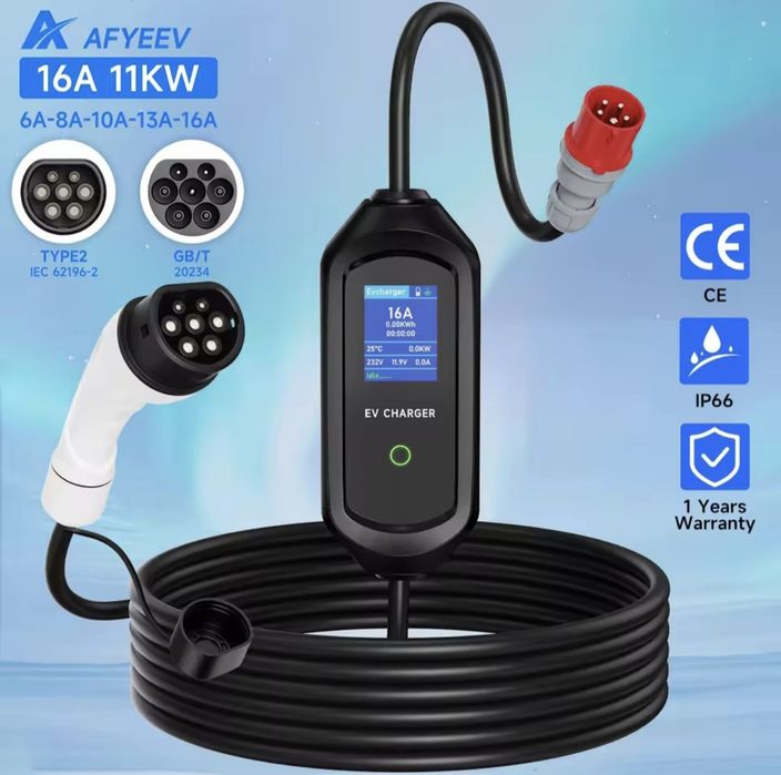 Зарядний пристрій AFYEEV 11KW 16A Type2 для електромобілів