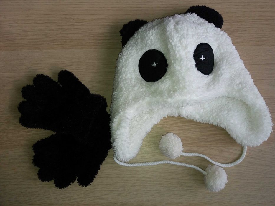 Czapka Panda + rękawiczki