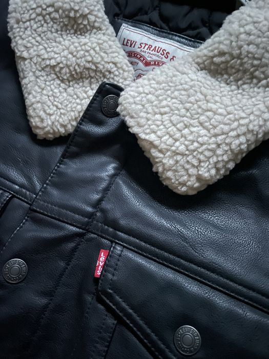 XXL 52 54 Levis куртка кожанка черная ветровка бомбер шерпа демисезон