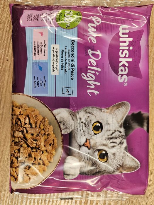 Whiskas Pure Delight zestaw saszetek dla kota mix ryby ŁOSOŚ TUŃCZYK 13x 4x85g