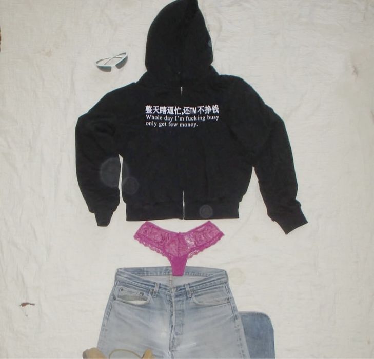 トップス archive zip hoodie y2k opium Y2K vintage zip hoodie white big logo opium – Refitted