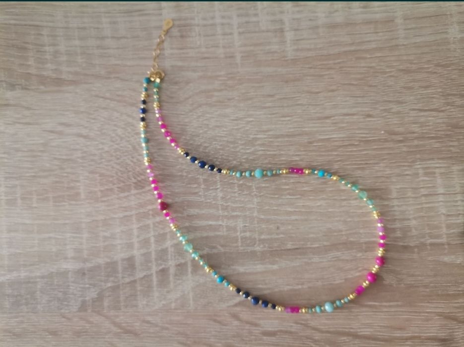 Naszyjnik choker kolorowe kamienie jaspis amazonit lapis magnezyt turk