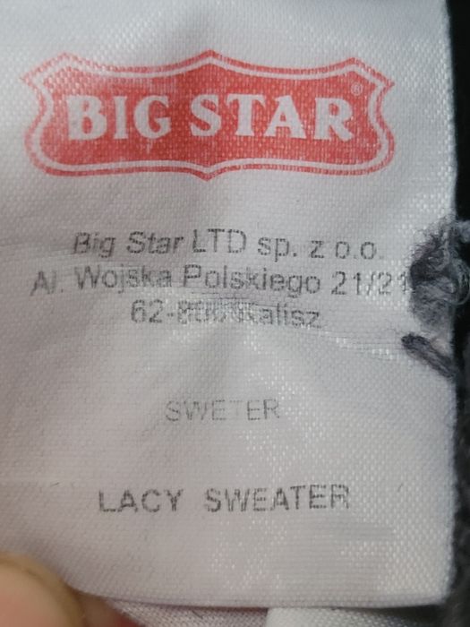 Sweterek męski Big Star r.L grafitowy wełniany lambwool