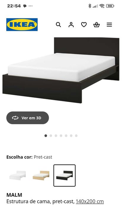 Cama de Casal com Cabeceira - Malm do Ikea(140x200)