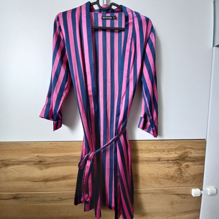 Damski szlafrok  - cienki w paski wiązany na pasek rozmiar S