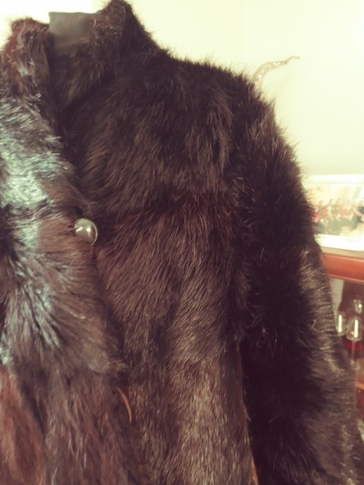 Futro czarne dlugi wlos natura nutria XL