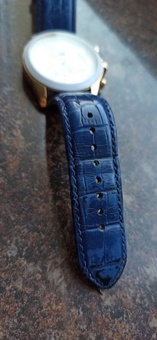 Zegarek Tommy Hilfiger elegancki niebieski złoty biały