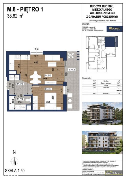 Mieszkanie M.8 – 38,82 m² | balkon 9,55 m² | Na Stoku 118 | OKAZJA