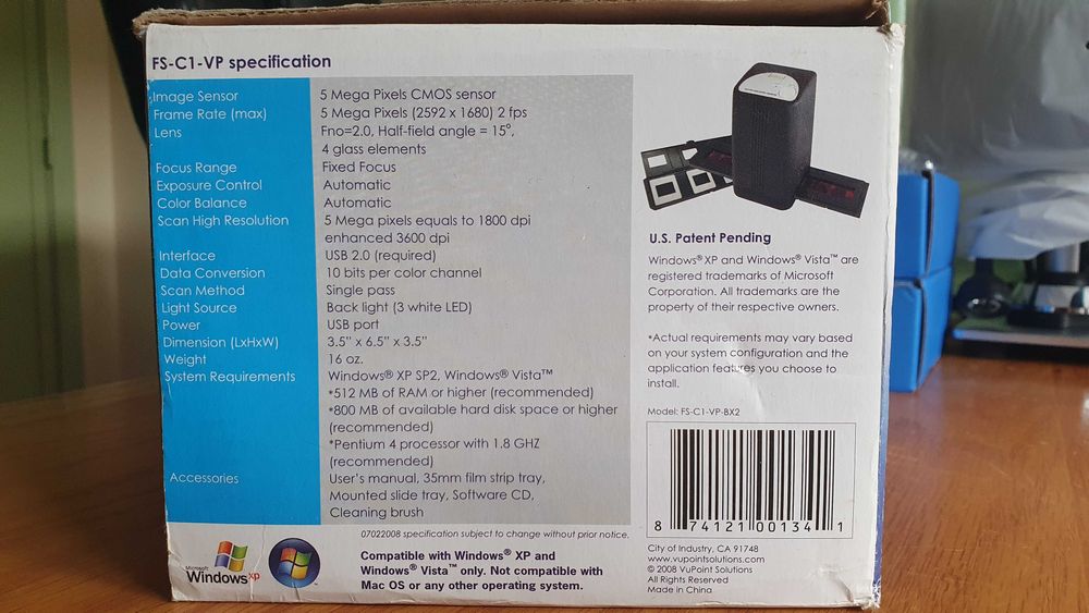 Scanner de negativos de 35mm e slides sensor de 5MP