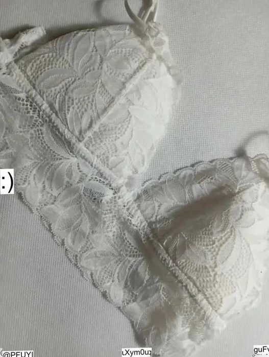 Primark bralette XS 34/36 biały koronkowy biustonosz bez fiszbin