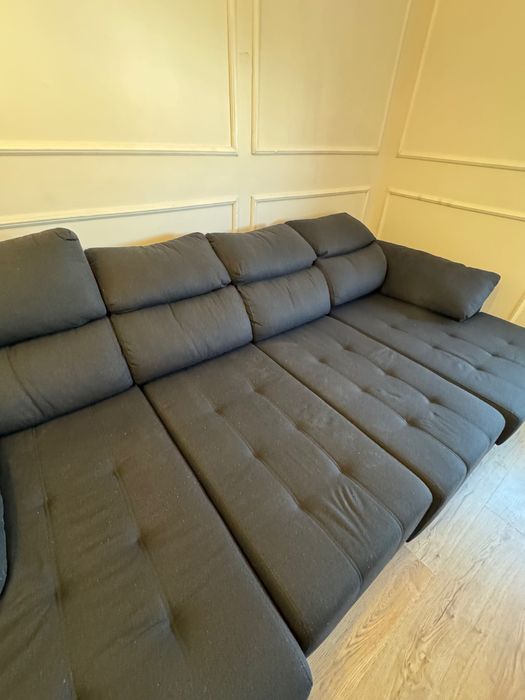 Sofá chaise long duplo 300x160 negro