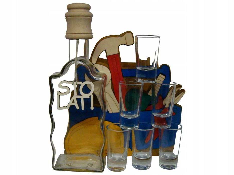 Karafka na alkohol Prezent na 30 40 50 urodziny budowlaniec majster