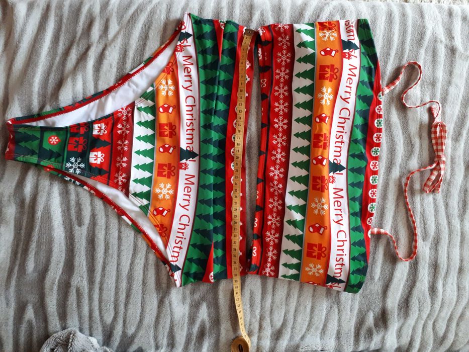 купальник роздільний червоно-зелено-жовто-білий