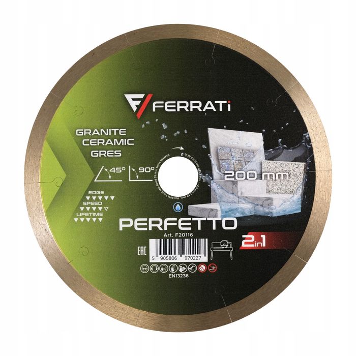 Ferrati Perfetto 200Mm Bardzo Precyzyjna Tarcza Do Ceramiki Gresu
