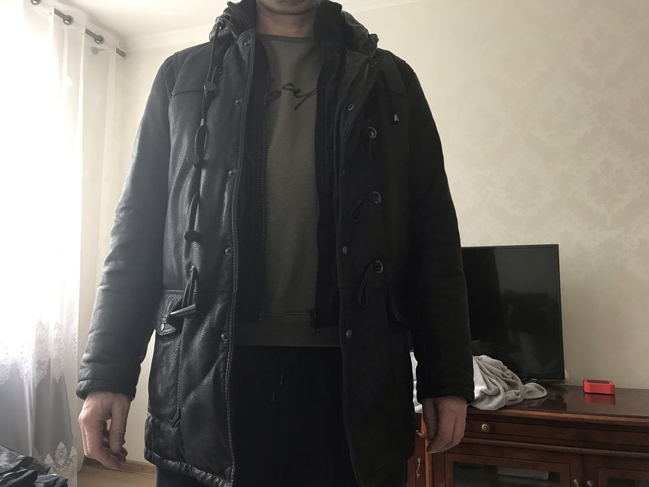 Английский Кожаный премиум пуховик Allan Clark 50—52, XL