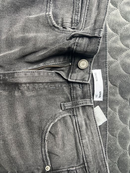 Jeansy skinny cargo szare roz. 36 Sinsay