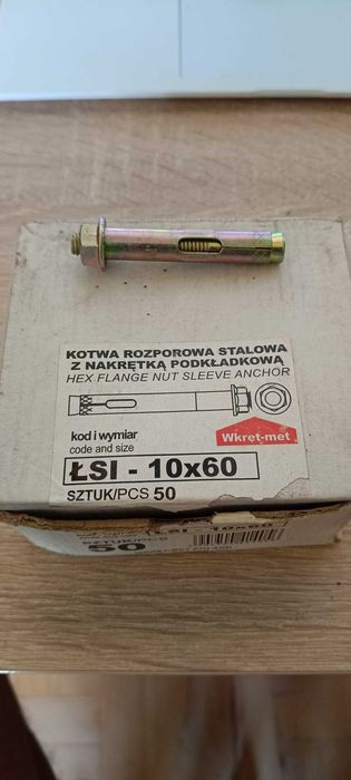Kotwa rozporowa stalowa ŁSI - 10x60 90 sztuk