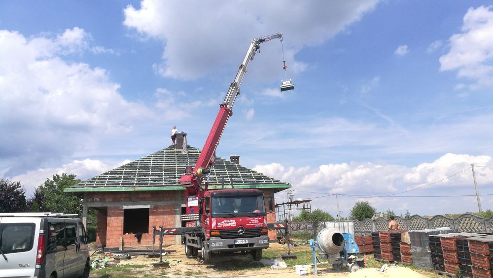 Usługi Wynajem dźwig HDS Żuraw dekarski Dach zwyżka podnośnik