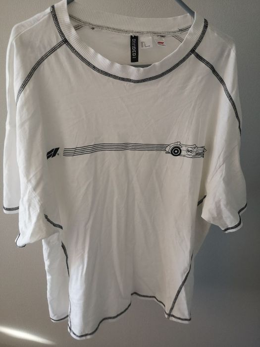 Koszulka damska biała oversize H&M Formula 1 rozmiar L