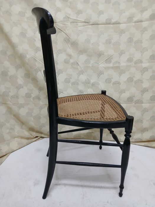 Cadeira Preta Palhinha - Campanino Chiavari - Fratelli Levaggi 1950