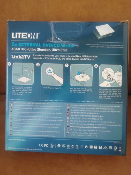 DVD/CD Slim, marca LITEON, entrada USB, NOVO