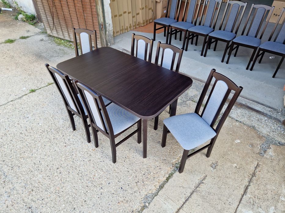 NOWE: Stół 80x140/180 + 6 krzeseł, wenge + szary , dostawa PL