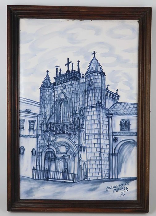 Placa /  Azulejo pintada à mão - Carlos Tomás - Coimbra