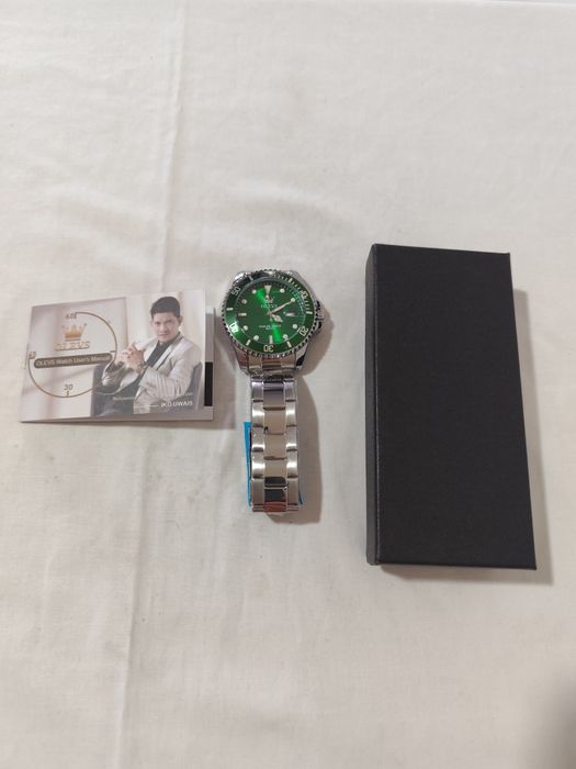 OLEVS Men's Watch – Silver/Green [New]64309670532482120