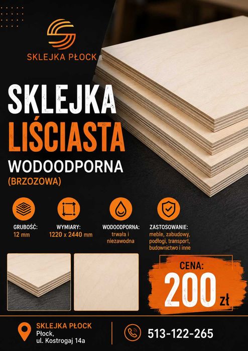 Sklejka liściasta wodoodporna 12x1220x2440 K