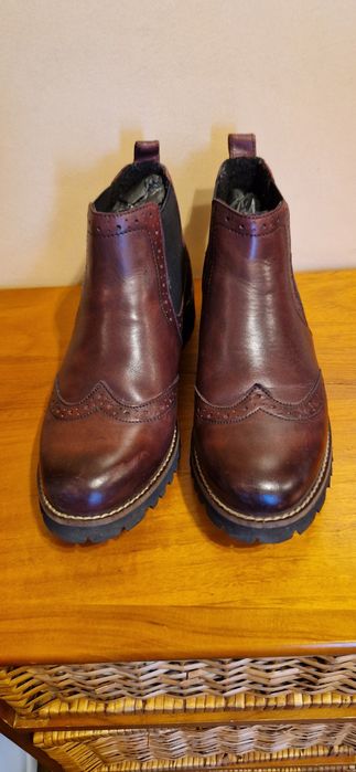Lasocki skóra 37 botki sztyblety bordowe